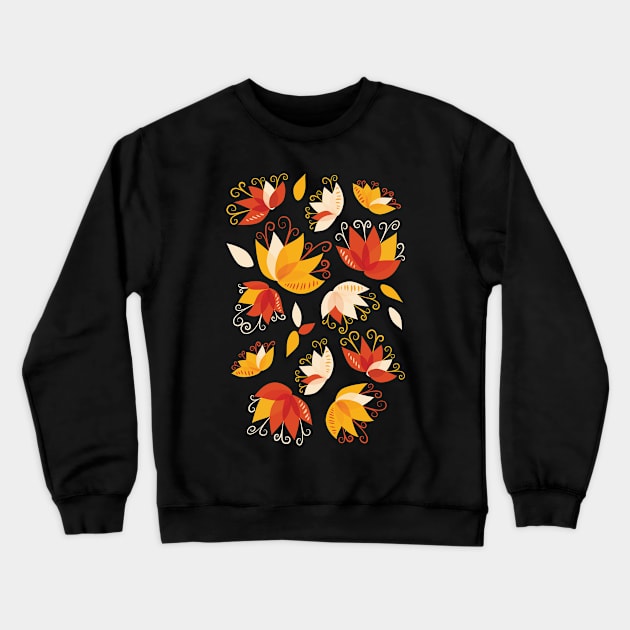 Whimsical Abstract Colorful Lily Floral Pattern Crewneck Sweatshirt by Boriana Giormova